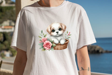 Watercolor сlipart. Cute Puppies Sublimation Clipart Bundle Sublimation SVGArt 