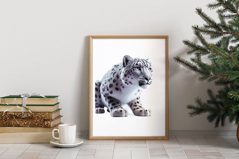 Watercolor Snow Leopard Clipart PNG Sublimation SVGArt 