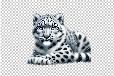 Watercolor Snow Leopard Clipart PNG Sublimation SVGArt 