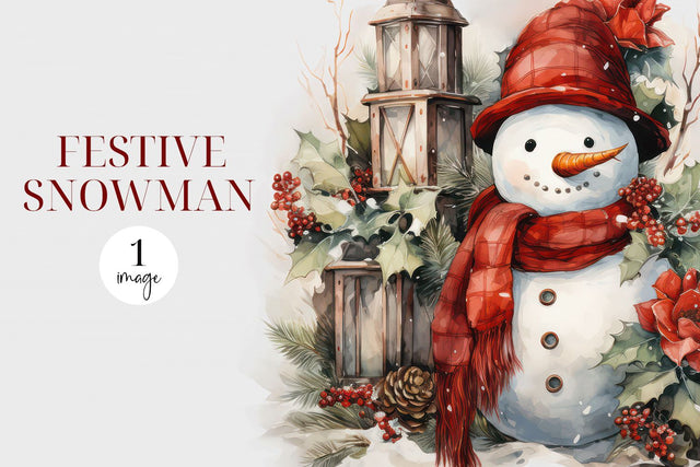 Watercolor Snowman Clipart - Snowman PNG Sublimation BijouBay 