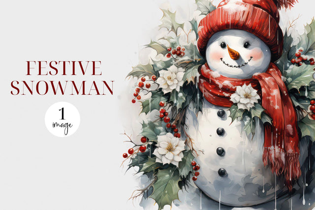 Watercolor Snowman Clipart - Snowman PNG Sublimation BijouBay 