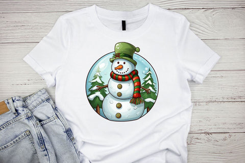 Watercolor Snowman in Snow Globe Clipart Bundle Sublimation Designangry 