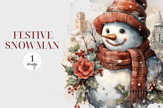 Watercolor Snowman PNG Sublimation BijouBay 