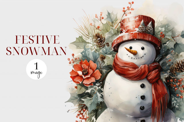 Watercolor Snowman Sublimation PNG Sublimation BijouBay 
