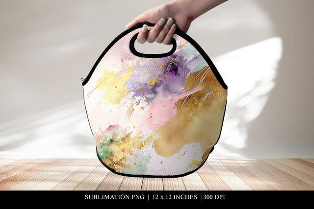 Watercolor Splash Lunch Tote Bag Sublimation Design Sublimation BijouBay 