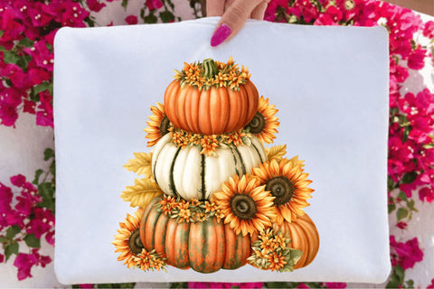 Watercolor Spooky Pumpkin Stack Clipart Sublimation SVGArt 