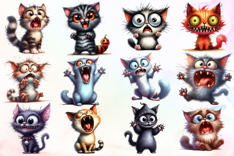 Watercolor Spooky Scary Cat PNG Sublimation designartist 