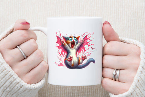 Watercolor Spooky Scary Cat PNG Sublimation designartist 