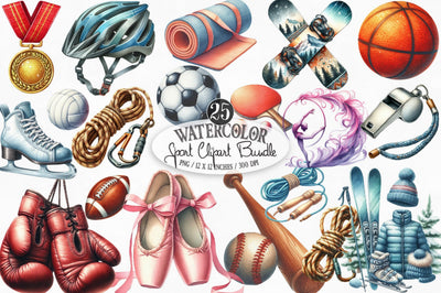 Watercolor Sport Clipart Sublimation SVGista 