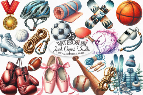 Watercolor Sport Clipart Sublimation SVGista 