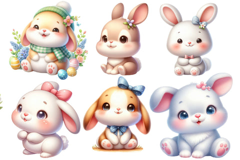 Watercolor Spring Bunny Clipart Set Sublimation Rupkotha 