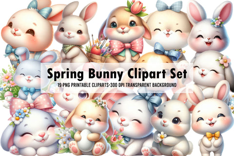 Watercolor Spring Bunny Clipart Set Sublimation Rupkotha 