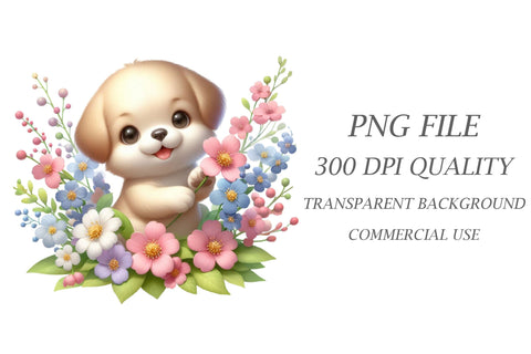 Watercolor Spring Dog Clipart Sublimation Rupkotha 