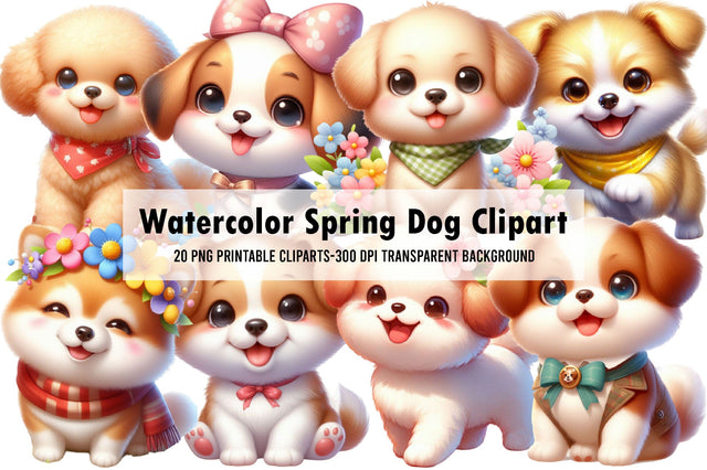 Watercolor Spring Dog Clipart Sublimation Rupkotha 