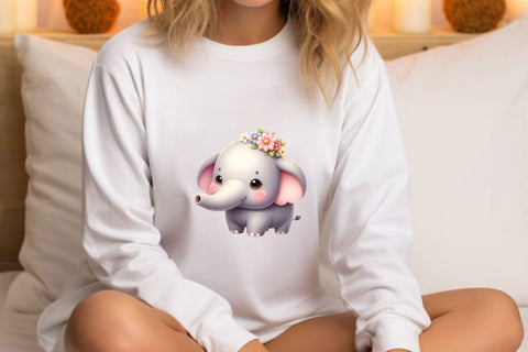 Watercolor Spring Elephant Clipart Sublimation Rupkotha 