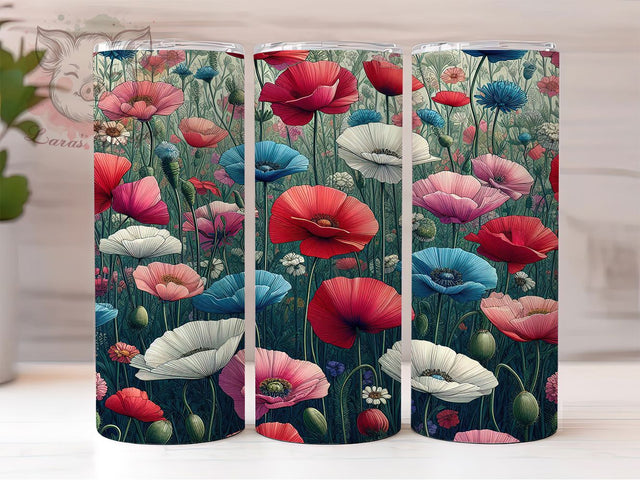 Watercolor Spring Floral 20oz Tumbler, Spring Floral Cup Wrap, Artistic Flower Design, Sublimation Tumbler Wrap, 20Oz Tumbler Design, Colorful Watercolor Cup, Stylish Spring Wildflower Wrap Sublimation Lara' s Designs 