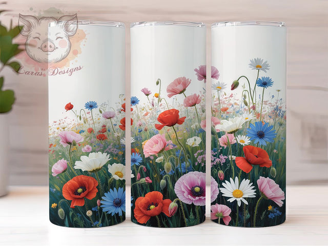 Watercolor Spring Floral 20oz Tumbler, Spring Floral Cup Wrap, Artistic Flower Design, Sublimation Tumbler Wrap, 20Oz Tumbler Design, Colorful Watercolor Cup, Stylish Spring Wildflower Wrap Sublimation Lara' s Designs 