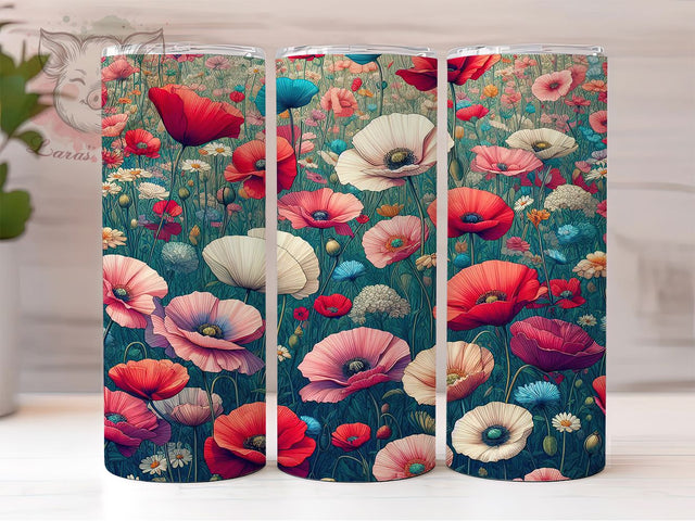 Watercolor Spring Floral 20oz Tumbler, Spring Floral Cup Wrap, Artistic Flower Design, Sublimation Tumbler Wrap, 20Oz Tumbler Design, Colorful Watercolor Cup, Stylish Spring Wildflower Wrap Sublimation Lara' s Designs 