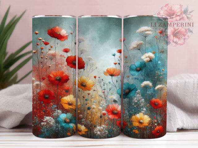 Watercolor Spring Floral Tumbler Wrap, Spring Garden Pattern, Colorful Floral Art, Wildflower Tumbler Gift, Botanical Pattern Cup, Garden Lover Present, Floral Art Wrap Sublimation Li Zamperini 