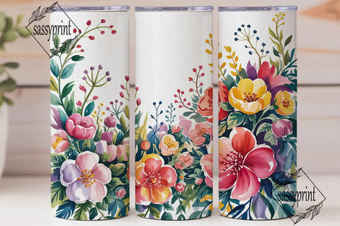 Watercolor Spring Garden 20oz Tumbler Sublimation sassyprint 