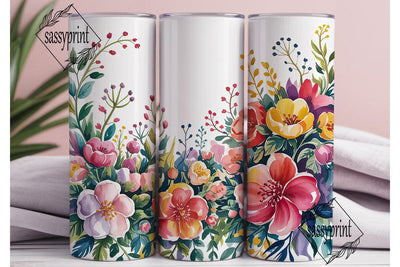 Watercolor Spring Garden 20oz Tumbler Sublimation sassyprint 