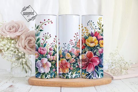 Watercolor Spring Garden 20oz Tumbler Sublimation sassyprint 