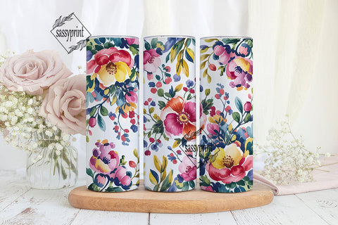 Watercolor Spring Garden 20oz Tumbler Sublimation sassyprint 