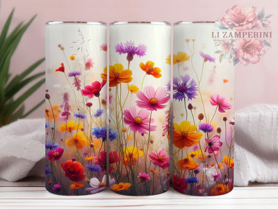 Watercolor Spring Wildflower Tumbler, Vibrant Colors Tumbler, Stylish 20oz Wrap, Sublimation Design, Trendy Gift Idea, Watercolour Floral Wrap, Botanical Spring Tumbler Sublimation Li Zamperini 