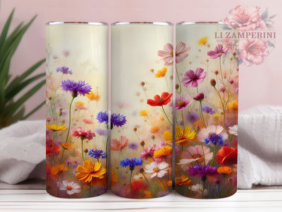 Watercolor Spring Wildflower Tumbler, Vibrant Colors Tumbler, Stylish 20oz Wrap, Sublimation Design, Trendy Gift Idea, Watercolour Floral Wrap, Botanical Spring Tumbler Sublimation Li Zamperini 