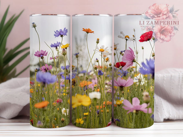 Watercolor Spring Wildflower Tumbler, Vibrant Colors Tumbler, Stylish 20oz Wrap, Sublimation Design, Trendy Gift Idea, Watercolour Floral Wrap, Botanical Spring Tumbler Sublimation Li Zamperini 