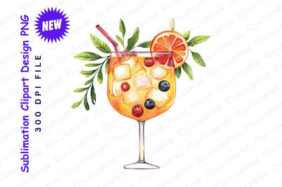 Watercolor spritz cocktail with orange and berries Sublimation Regulrcrative 