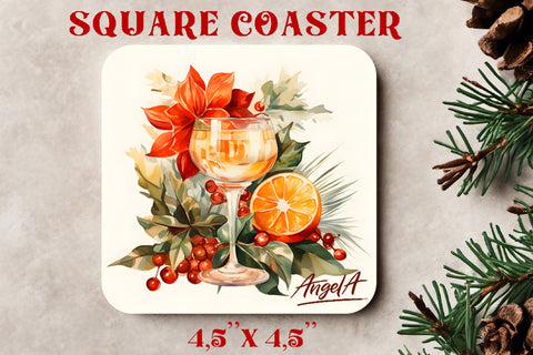 watercolor square coaster sublimation / wine glass coaster Sublimation Angelina Semenova 