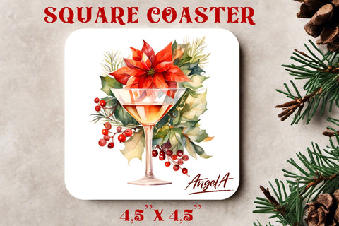 watercolor square coaster sublimation / wine glass coaster Sublimation Angelina Semenova 