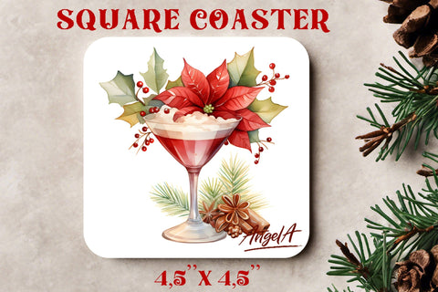 watercolor square coaster sublimation / wine glass png Sublimation Angelina Semenova 