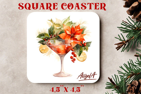 watercolor square coaster sublimation / wine glass png Sublimation Angelina Semenova 