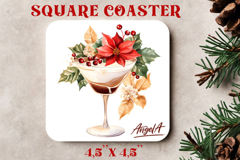watercolor square coaster sublimation / wine glass png Sublimation Angelina Semenova 
