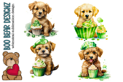 Watercolor St Patrick's Day and Puppy clipart Sublimation Boo Bear Designz 