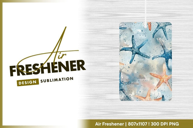 Watercolor Starfish Pattern Blue and Orange on Light Blue Background Sublimation Regulrcrative 