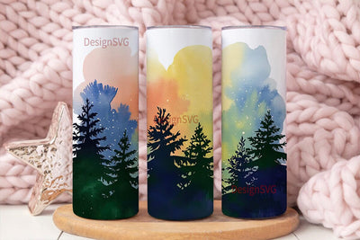 Watercolor Starry Forest 20oz Tumbler Sublimation DesignSVG 