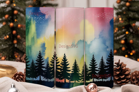 Watercolor Starry Forest 20oz Tumbler Sublimation DesignSVG 
