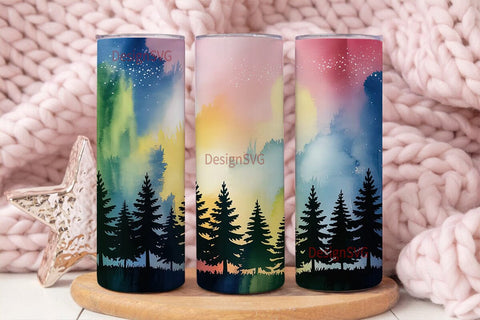 Watercolor Starry Forest 20oz Tumbler Sublimation DesignSVG 
