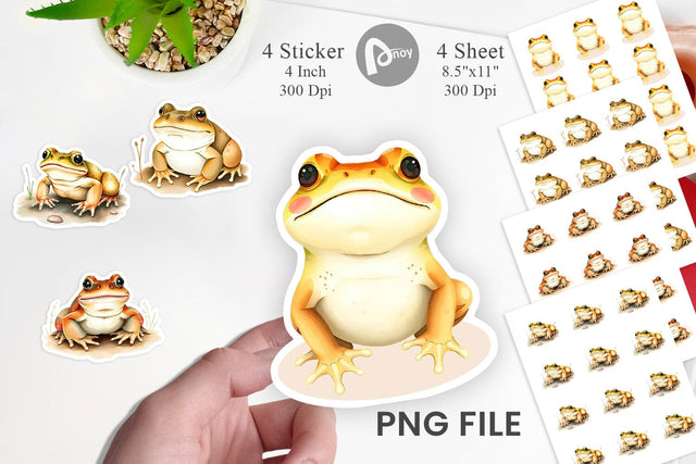 Watercolor Sticker Frog Wildlife Sublimation artnoy 