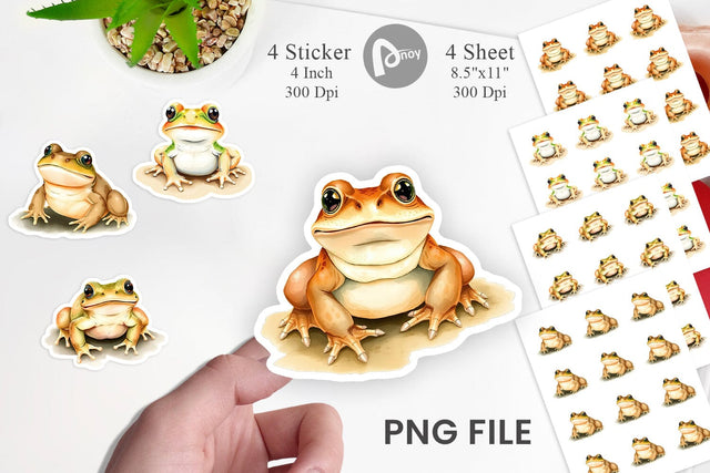 Watercolor Sticker Frog Wildlife Sublimation artnoy 