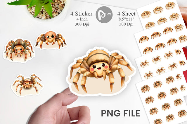 Watercolor Sticker Tarantula Wildlife Sublimation artnoy 