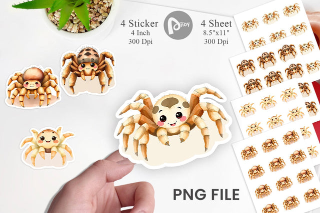 Watercolor Sticker Tarantula Wildlife Sublimation artnoy 