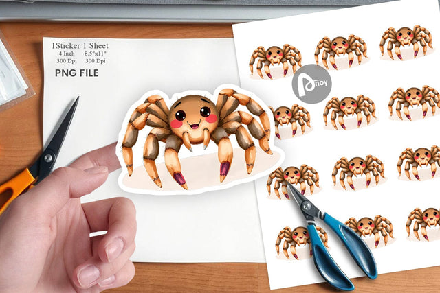 Watercolor Sticker Tarantula Wildlife Sublimation artnoy 