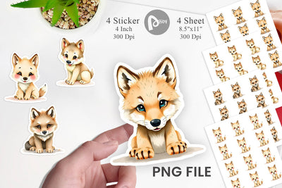 Watercolor Sticker Wolf Wildlife Sublimation artnoy 
