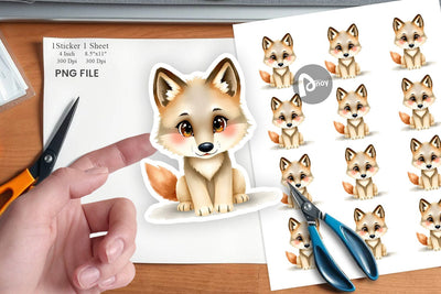 Watercolor Sticker Wolf Wildlife Sublimation artnoy 