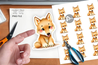 Watercolor Sticker Wolf Wildlife Sublimation artnoy 