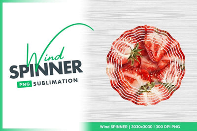 Watercolor Strawberries Wind Spinner Round Png Illustration Sublimation Regulrcrative 